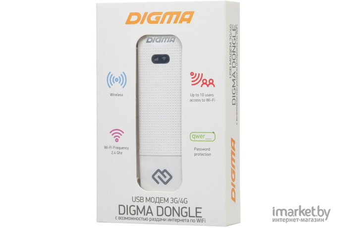 Модем Digma Dongle WiFi DW1961 белый (DW1961-WT)