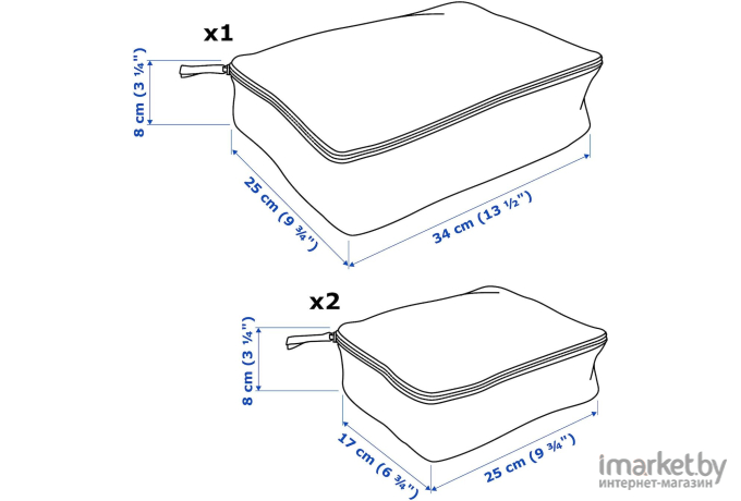 Набор органайзеров Ikea Ренсаре клетка/серый/черный (304.325.02)