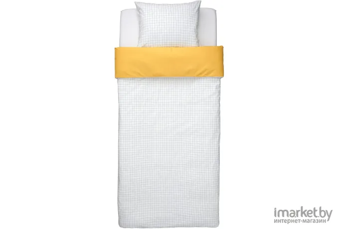 Постельное белье Ikea Вэнкретс клетка белый/желтый (105.079.37)
