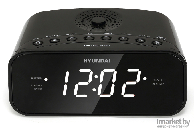 Радиобудильник Hyundai H-RCL221 черный/белый