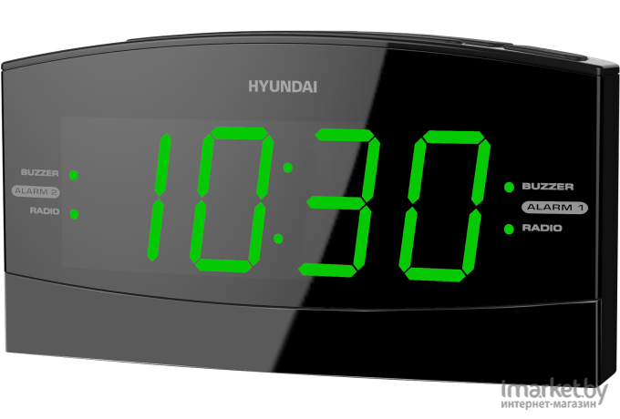 Радиобудильник Hyundai H-RCL238 черный/зеленый