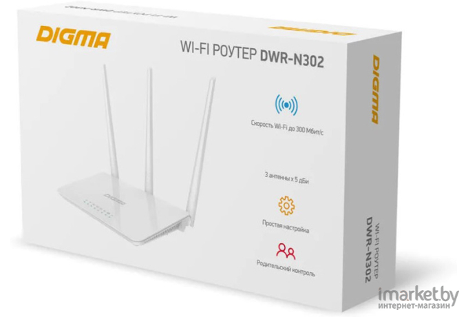 Роутер беспроводной Digma DWR-N302 белый