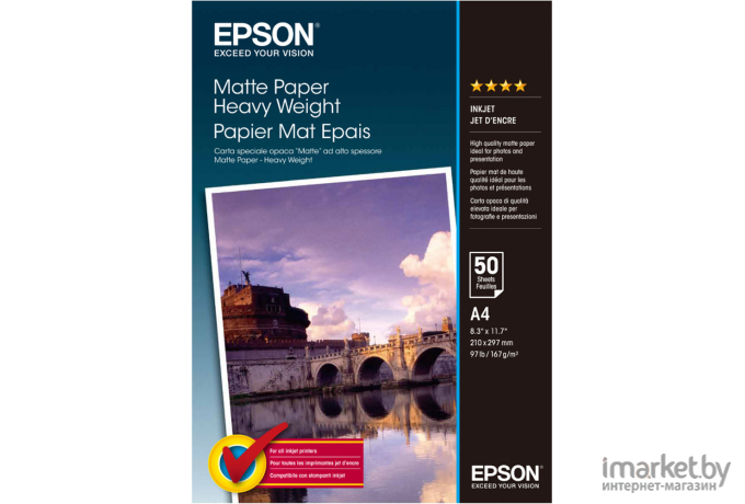 Фотобумага Epson Matte Paper-Heavyweight A4 50 листов (C13S041256)