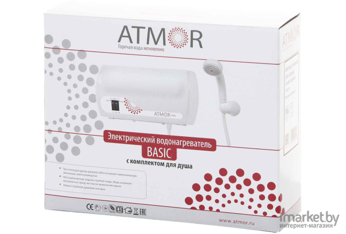 Проточный водонагреватель Atmor Basic 3.5 кВт душ