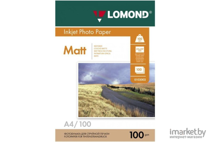 Фотобумага Lomond матовая двусторонняя A4 100 г/кв.м. 100 листов (0102002)