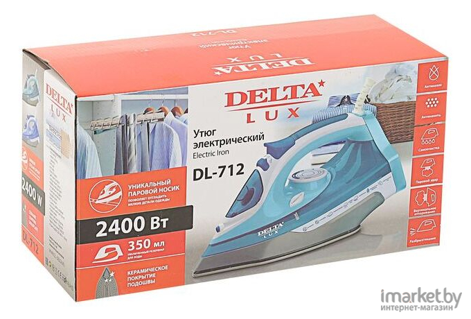 Утюг Delta Lux DL-712 белый/голубой